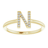 14K Yellow .08 CTW Diamond Initial N Ring - 1238346066P photo 3