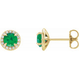 14K Yellow 5 mm Round Emerald & 1/8 CTW Diamond Earrings - 864586018P photo