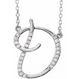 14K White 1/10 CTW Diamond Initial D 16 Necklace - 67399106P photo