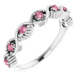 14K White Pink Tourmaline Stackable Ring - 720466014P photo