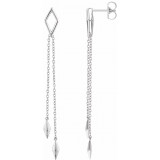 14K White Geometric Chain Earrings - 65233460000P photo