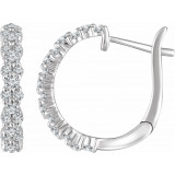14K White 5/8 CTW Diamond Hoop Earrings - 65286060002P photo