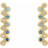14K Yellow Blue Multi-Gemstone & 1/10 CTW Diamond Bezel-Set Bar Earrings - 86934606P photo