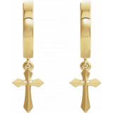 14K Yellow Cross Drop Earrings - R17029601P photo 2