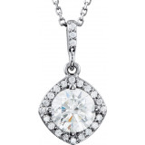 14K White 1 CTW Diamond Halo-Style 18 Necklace - 8530660003P photo