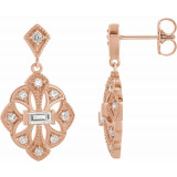 14K Rose 3/8 CTW Diamond Vintage-Inspired Earrings - 87055602P photo