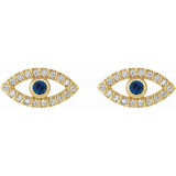 14K Yellow Blue Sapphire & White Sapphire Earrings - 86884610P photo 2