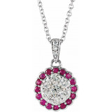 14K White Ruby & 1/3 CTW Diamond Necklace - 65201560000P photo
