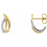 14K Yellow/White 1/10 CTW Diamond Freeform J-Hoop Earrings - 86523604P photo