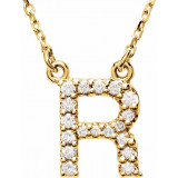 14K Yellow Initial R 1/8 CTW Diamond 16 Necklace - 67311143P photo