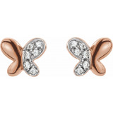 14K Rose .04 CTW Diamond Butterfly Earrings - 653404602P photo 2