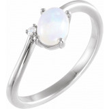 14K White Ethiopian Opal & .015 CT Diamond Bypass Ring - 72085600P photo