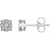 14K White 1/4 CTW Diamond Cluster Stud Earrings - 65296960001P photo