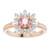 14K Rose 5 mm Round Pink Morganite & 3/8 CTW Diamond Ring - 720866012P photo 3