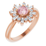 14K Rose 5 mm Round Pink Morganite & 3/8 CTW Diamond Ring - 720866012P photo