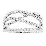 14K White Beaded Criss-Cross Ring - 51674600P photo 3