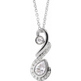 14K White 1/2 CTW Diamond Freeform 16-18 Necklace - 86926615P photo