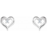 14K White 1/10 CTW Diamond Heart Stud Earrings - 86702600P photo 2