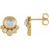 14K Yellow Moonstone & 1/8 CTW Diamond Earrings - 86780616P photo