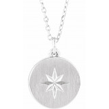 14K White Starburst Disc 16-18 Necklace - 86649600P photo