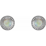 14K White 6 mm Opal & 1/5 CTW Diamond Halo-Style Earrings - 86481609P photo 2