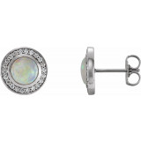 14K White 6 mm Opal & 1/5 CTW Diamond Halo-Style Earrings - 86481609P photo