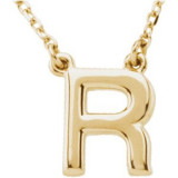 14K Yellow Block Initial R 16 Necklace - 84634316217P photo