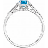 14K White 7x5 mm Oval Swiss Blue Topaz & .04 CTW Diamond Ring - 71634144P photo 2
