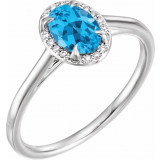 14K White 7x5 mm Oval Swiss Blue Topaz & .04 CTW Diamond Ring - 71634144P photo