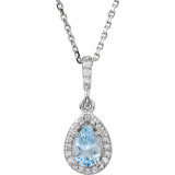 14K White Aquamarine & .07 CTW Diamond 18 Necklace - 8530770000P photo