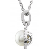 14K White  Freshwater Cultured  Pearl & 1/10 CTW Diamond 18 Necklace - 65130170001P photo 2