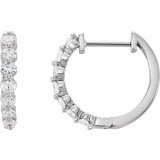 14K White 1/2 CTW Diamond 15.25 mm Hoop Earrings - 65214960005P photo
