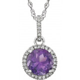 14K White Amethyst & 1/10 CTW Diamond 18 Necklace - 65130170002P photo