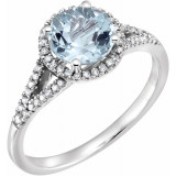 14K White Aquamarine & 1/5 CTW Diamond Ring - 65130070003P photo