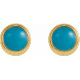 14K Yellow Turquoise Bezel-Set Earrings - 2000316601P photo 2