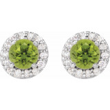14K White 6 mm Round Peridot & 1/4 Diamond Earrings - 86839780P photo 2
