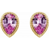 14K Yellow Pink Sapphire Earrings - 86796601P photo 2