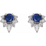 14K White Blue Sapphire & 1/6 CTW Diamond Earrings - 869506013P photo 2