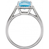 14K White Swiss Blue Topaz & .055 CTW Diamond Halo-Style Ring - 7163570000P photo 2
