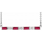14K White Ruby & 1/5 CTW Diamond Bar 16-18 Necklace - 86790645P photo