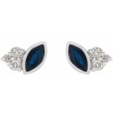 14K White Blue Sapphire & .05 CTW Diamond Earrings - 87095610P photo 2