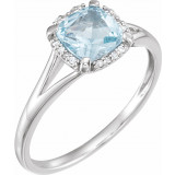 14K White Sky Blue Topaz & .05 CTW Diamond Ring - 65195260012P photo