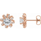 14K Rose Sapphire & 1/6 CTW Diamond Halo-Style Earrings - 87092652P photo