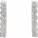 14K White 1/4 CTW Diamond Geometric Hoop Earrings - 653410601P photo 2