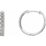 14K White 1/4 CTW Diamond Geometric Hoop Earrings - 653410601P photo