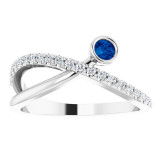 14K White Blue Sapphire & 1/5 CTW Diamond Ring - 72072613P photo 3