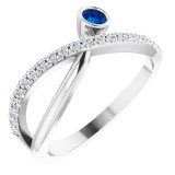14K White Blue Sapphire & 1/5 CTW Diamond Ring - 72072613P photo