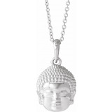 14K White 14.7x10.5 mm Meditation Buddha 16-18 Necklace - 86871600P photo