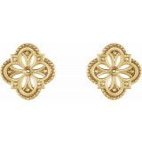 14K Yellow Vintage-Inspired Clover Earrings - 87105601P photo 2