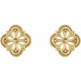 14K Yellow Vintage-Inspired Clover Earrings - 87105601P photo 2